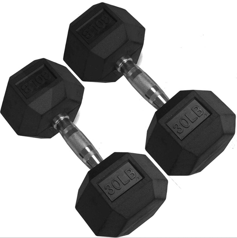 30lb Rubber Hex Dumbbell (Sold Individually) - Fitness Specialist