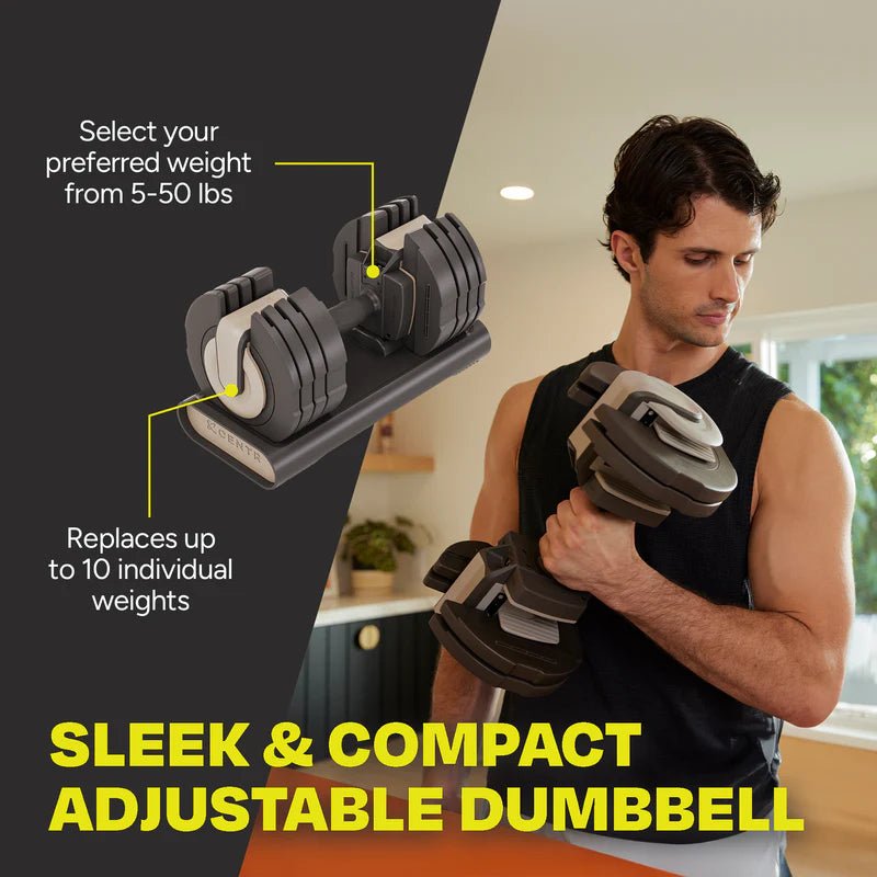 CENTR Smart Stack 50LB Adjustable Dumbbell Pair - Fitness Specialist