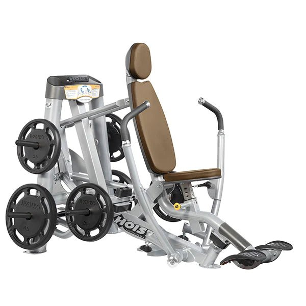 Plate-loaded sleeves with Olympic plates – Decline Chest Press – Fitness Specialist TX