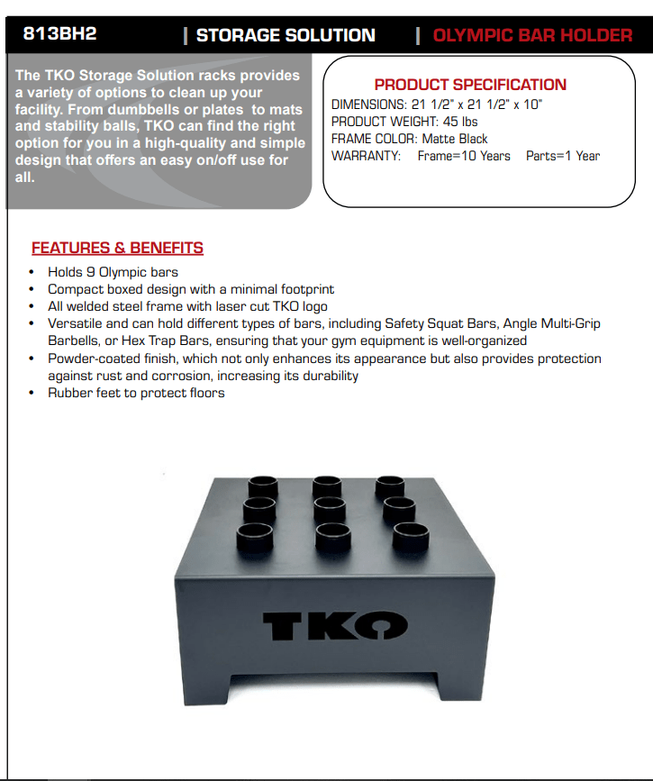 TKO Olympic Bar Holder - Fitness Specialist