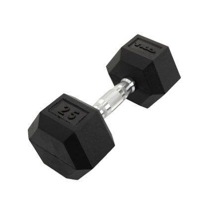 TKO Rubber Hex Dumbbell w/ Chrome Contoured Grip - Fitness Specialist