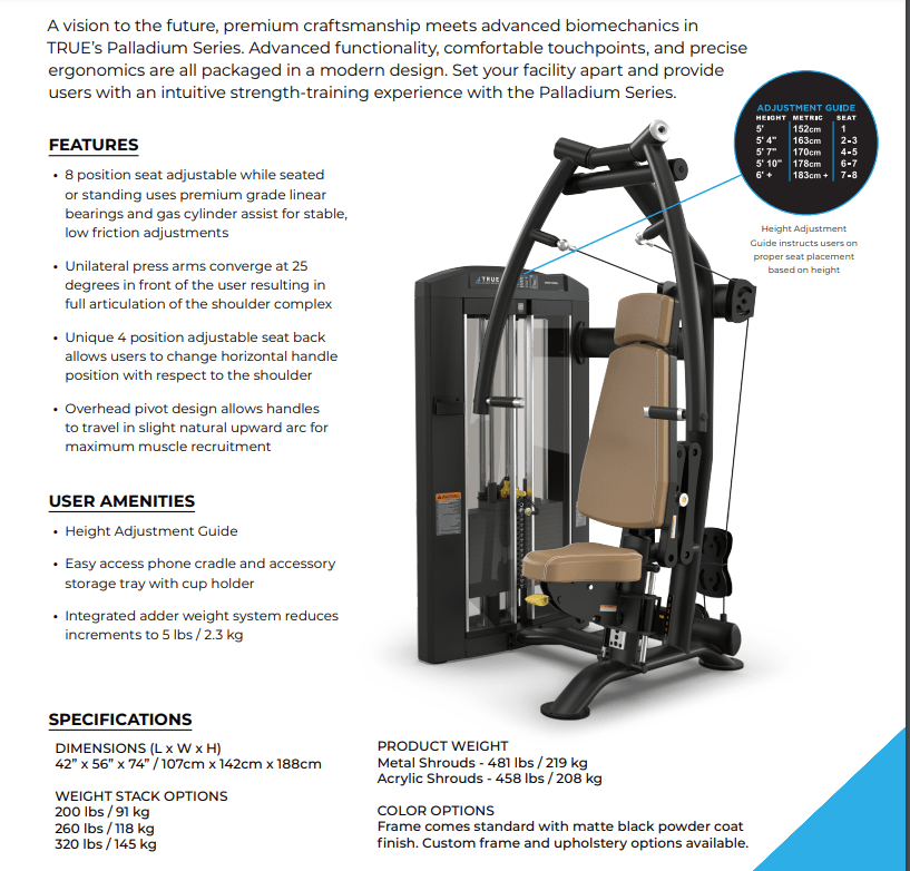 True Fitness Palladium Seated Chest Press SPL - 0900 - Fitness Specialist