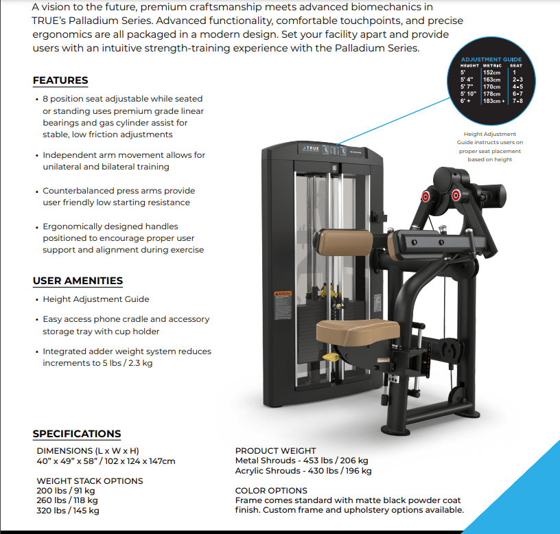 True Fitness Palladium Seated Deltoid Raise SPL - 0800 - Fitness Specialist