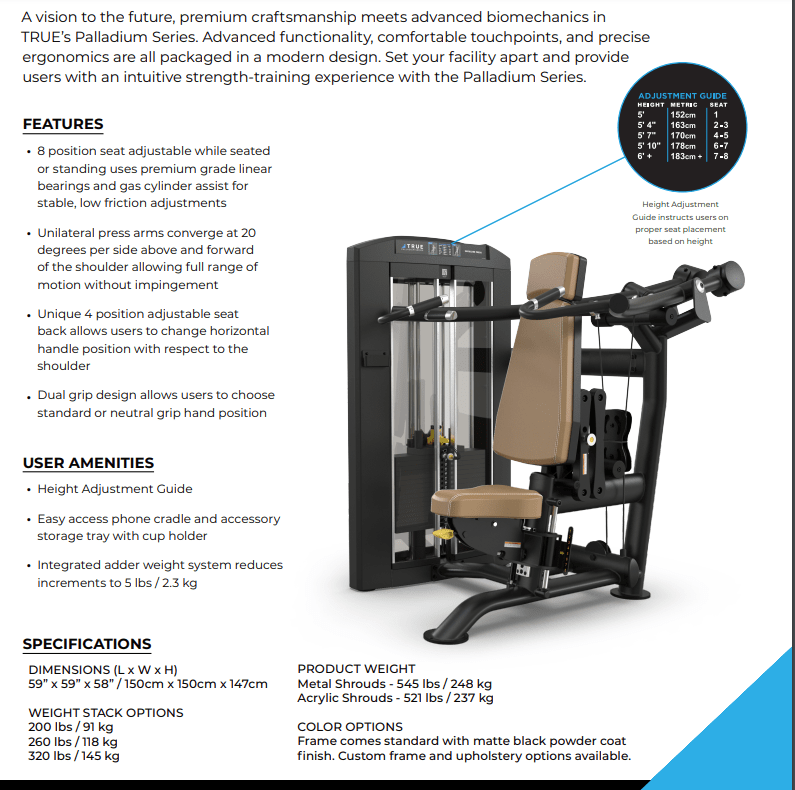 True Fitness Palladium Seated Shoulder Press SPL - 0700 - Fitness Specialist