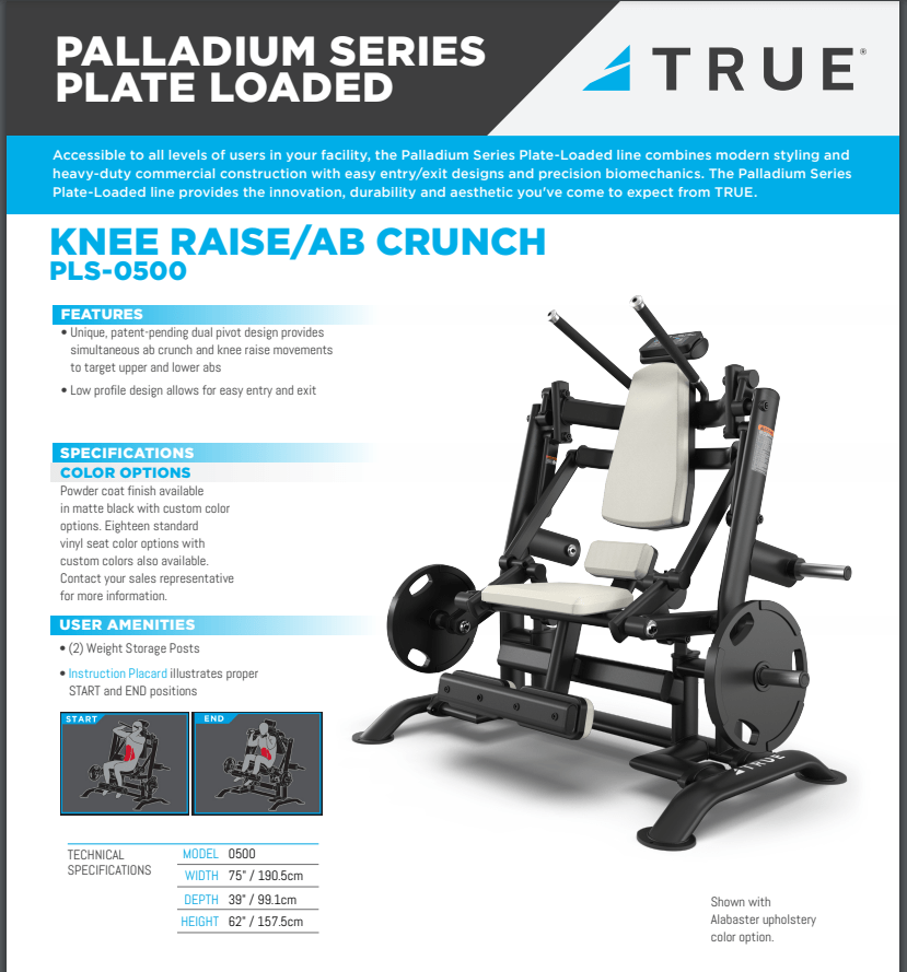 True Palladium Plate Load Knee Raise/ Ab Crunch - Fitness Specialist