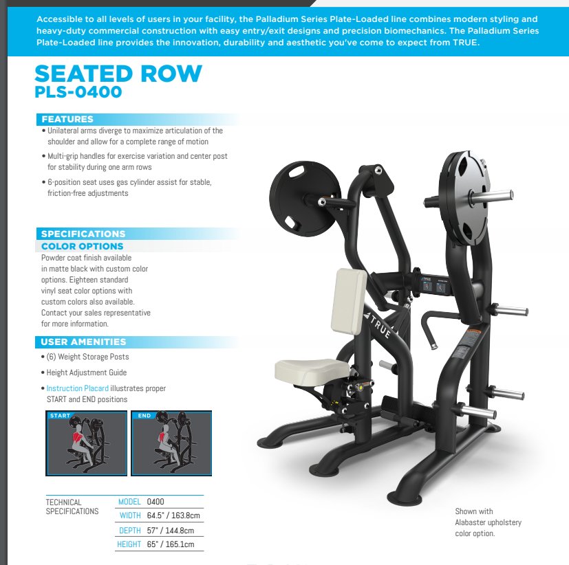 True Palladium Plate Load Seated Row - Fitness Specialist