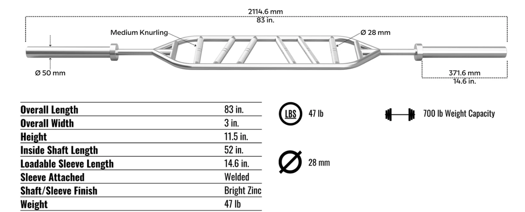 USA MULTI GRIP OLYMPIC BAR G - MGB - Fitness Specialist