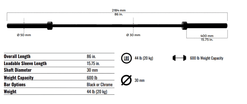 USA OLYMPIC 86" BARBELL GOB - 86 - Fitness Specialist