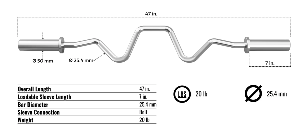 USA SUPER E - Z CURL OLYMPIC BAR GSOZ - 4 - Fitness Specialist