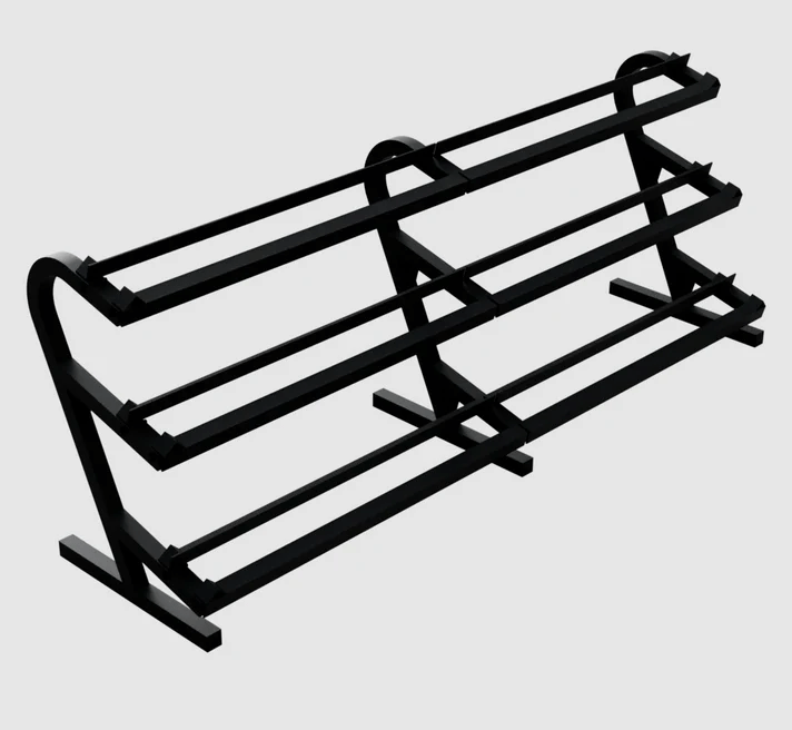 VTX 3‑Tier Dumbbell Rack side view holding 5–100 lb sets – Fitness Specialist TX