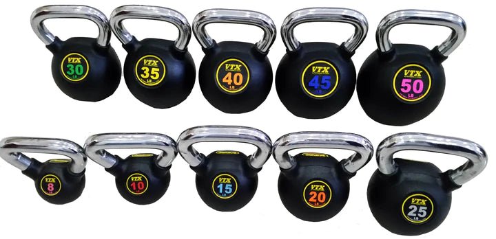 VTX Commercial Grade Rubber Encased Kettle Bell With Chrome Handle - Fitness Specialist